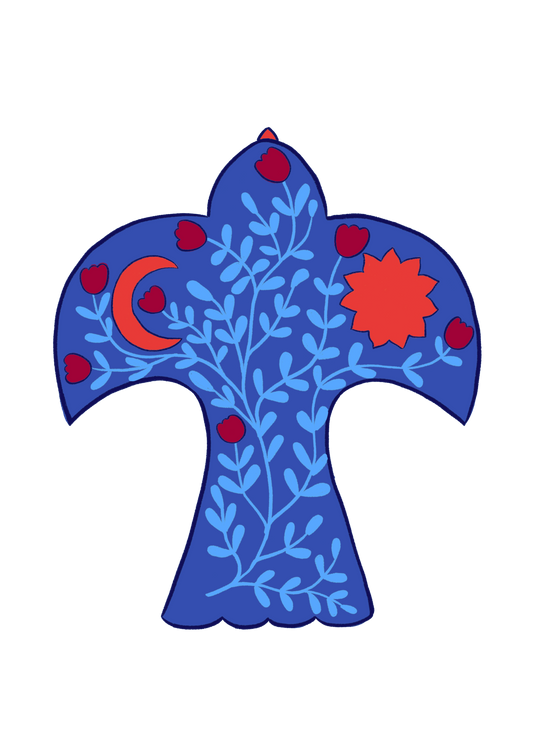 Folk flower bird | digital art print