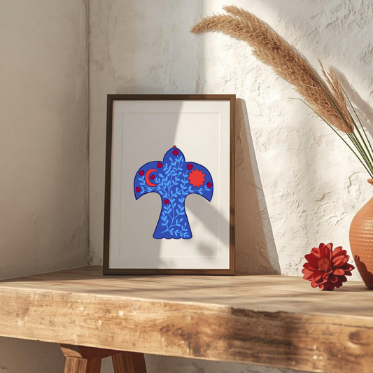 Folk flower bird | digital art print