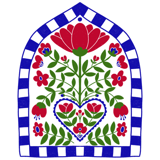 Red folk flower | Digital Art Print | Mieke Herregodts