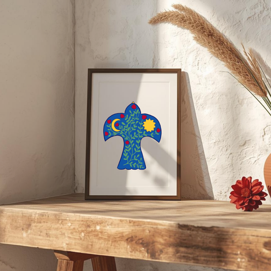 Folk Flower bird || digital art print