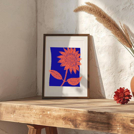 Sunflower lino || digital art print