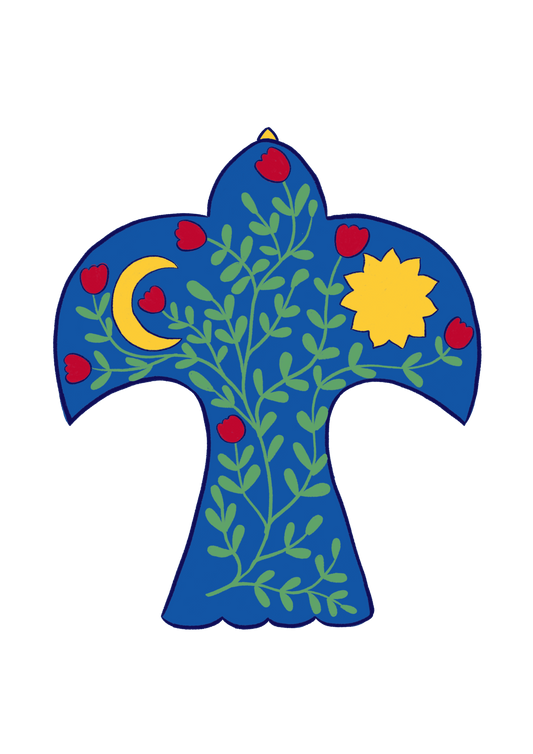 Folk Flower bird || digital art print