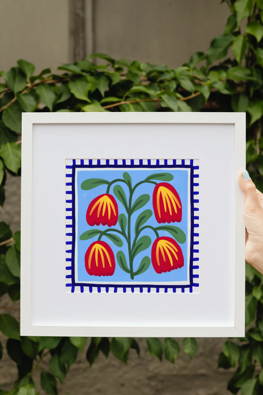 Tulip Folk Flower Art Print | digital art printable